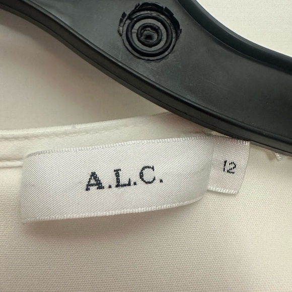 A.L.C. Long Sleeve Ivory Round Neck Blouse Ruffle Cuffs Size 12 Quiet Luxury - Picture 5 of 7